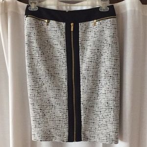 Calvin Klein Black and White Midi Skirt